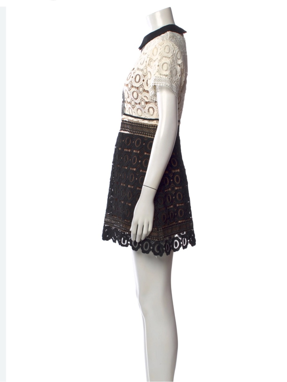 SelfPortrait WhiteBlack Lace Felicia Collared Mini Dress size 2 NWT - Picture 2 of 12
